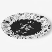 Gewohnte schwarze Blüten Pappteller (Schrägansicht)