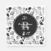 Gewohnte schwarze Blüten Serviette (Vorderseite)