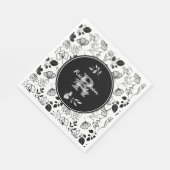 Gewohnte schwarze Blüten Serviette (Ecke)