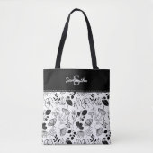 Gewohnte schwarze Blüten Tasche (Vorderseite)