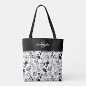 Gewohnte schwarze Blüten Tasche (Rückseite)