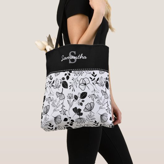 Gewohnte schwarze Blüten Tasche (Von Nahem)