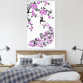 Gewohnte Schwarze, lila Pfau- und Kirschblüten Leinwanddruck (Insitu (Schlafzimmer))
