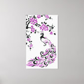 Gewohnte Schwarze, lila Pfau- und Kirschblüten Leinwanddruck (Vorderseite)