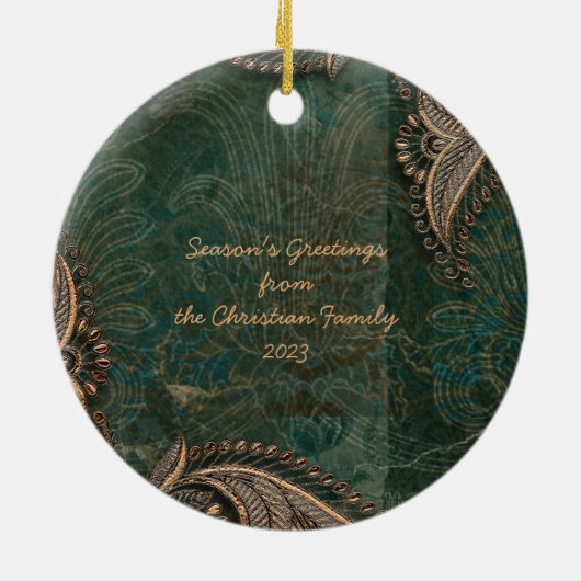 Gewohnte, Verzierte, familiäre Foto Weihnachtsschm Keramik Ornament (Hinten)