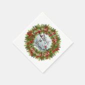 Gewohnte Vögel in schneebedeckten Nadeln Red Berri Serviette (Ecke)