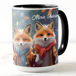 Gewohnte Weihnachtsfüchse in einem Schneewald - Ni Tasse