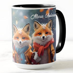Gewohnte Weihnachtsfüchse in einem Schneewald - Ni Tasse
