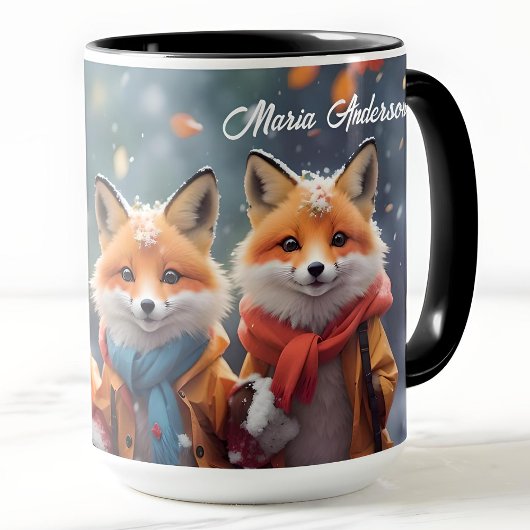 Gewohnte Weihnachtsfüchse in einem Schneewald - Ni Tasse