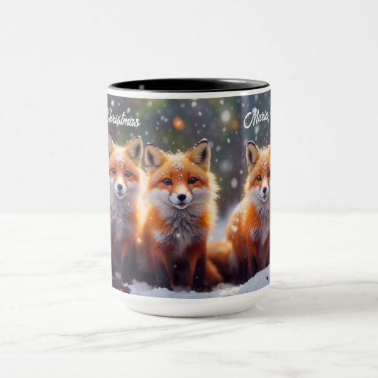 Gewohnte Weihnachtsfüchse in einem Schneewald - Ni Tasse (Zentrum)