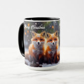 Gewohnte Weihnachtsfüchse in einem Schneewald - Ni Tasse (Vorderseite Links)