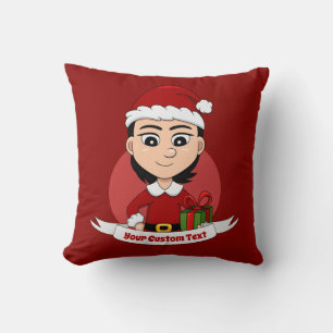 Gewohnte Weihnachtsmädchen Cartoon werfen Kissen
