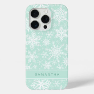 Gewohnte Weihnachtsminze Grüne und weiße Schneeflo Case-Mate iPhone Hülle