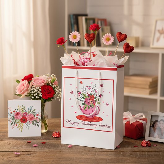 Gewohnter Blumen Mittlere Geschenktüte