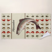 Gewohnter Fang Fliegen Regenbogenforelle Rustikal Strandtuch (Vorderseite)