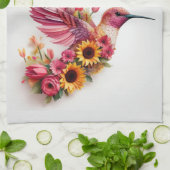Gewohnter Hummvogel, der mit Blume fliegt Geschirrtuch (Gefaltet)