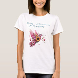 Gewohnter Hummvogel, der mit Blume fliegt T-Shirt