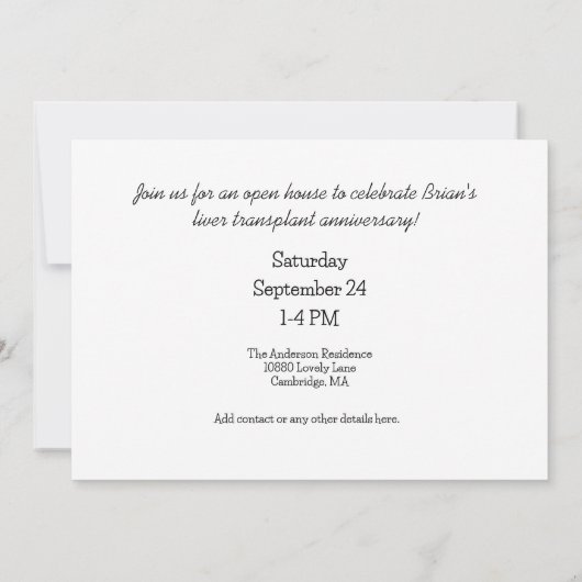 Gewohnter Lebensjahr Einladung (Rückseite)