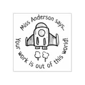 Gewohnter Lehrer Lob mit Rakete rund Gummistempel (Prägung)