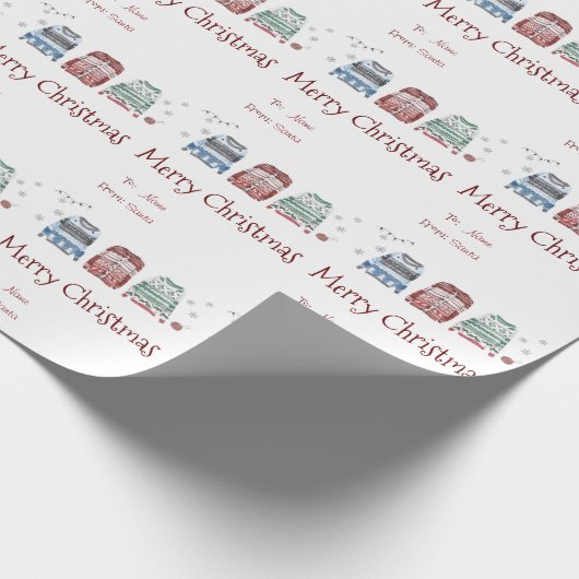 Gewohnter Pullover nach und von Namen Geschenkpapier (Ecke)