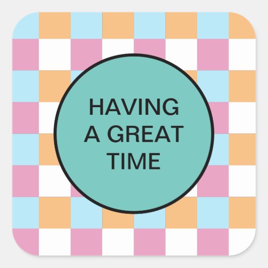 Gewohnter Text Quadratischer Aufkleber (Vorderseite)