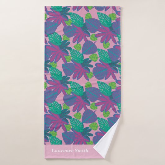 Gewohnter tropischer rosa farbener moderner Name Badehandtuch (Badehandtuch)