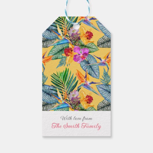 Gewohnter tropischer Vogel des Paradieses Orchid S Geschenkanhänger (Rückseite)