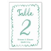 Gewohnter Whimsischer Fun Handgezogenes Olive Gree Tischnummer (Vorderseite)