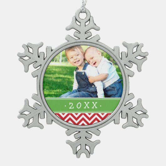 Gewohntes Foto Familienfreundlich Saft Urlaub Orna Schneeflocken Zinn-Ornament (Vorderseite)