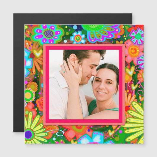 Gewohntes Foto für die Familie hört farbenfroh blu Magnetkarte (Vorne/Hinten)