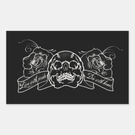 Gewohntes Leben mit Stolz Die mit Ehrenschädel-Ros Rechteckiger Aufkleber