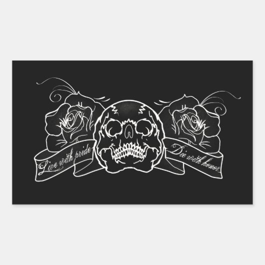 Gewohntes Leben mit Stolz Die mit Ehrenschädel-Ros Rechteckiger Aufkleber (Vorderseite)