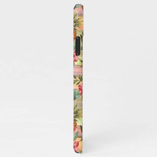 Gewohntes tropisches Ananas Hibiskus Blumenmuster iPhone Hülle (Rechte Seite)