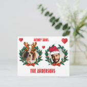 Gewohntes Weihnachtsgesicht ausgeschnitten Rentier Postkarte (Stehend Vorderseite)