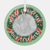 Gewohntes Weihnachtskranz-Foto Ornament Aus Glas (Vorderseite)