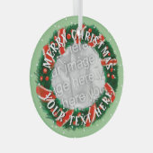 Gewohntes Weihnachtskranz-Foto Ornament Aus Glas (Vorderseite Rechts)