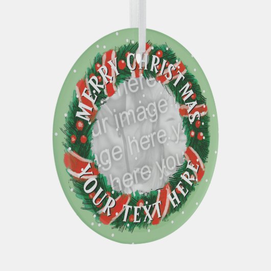 Gewohntes Weihnachtskranz-Foto Ornament Aus Glas (Vorderseite Rechts)