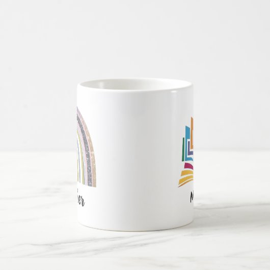 Gewöhnung an Schulgeschenk | Gold Glitzer Rainbow Kaffeetasse (Mittel)