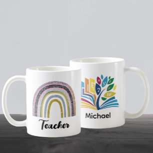Gewöhnung an Schulgeschenk   Gold Glitzer Rainbow Kaffeetasse