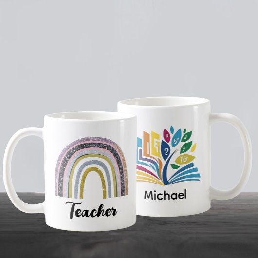 Gewöhnung an Schulgeschenk | Gold Glitzer Rainbow Kaffeetasse