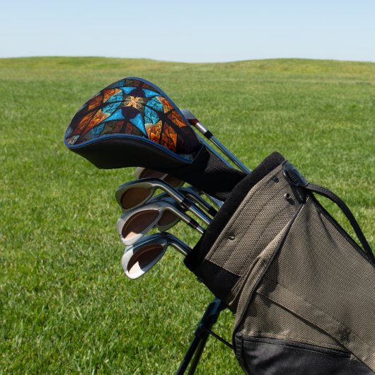 Gewölbter Stern Abstract in Blautönen Golf Headcover (In SItu)