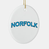 Gewölbtes Text-Logo Norfolks Virginia Keramik Ornament (Rechts)
