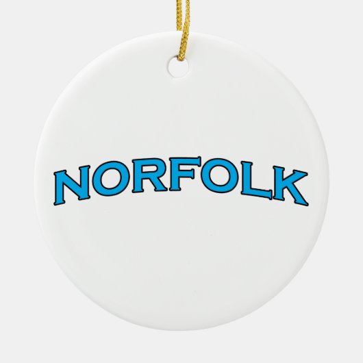 Gewölbtes Text-Logo Norfolks Virginia Keramik Ornament (Vorne)