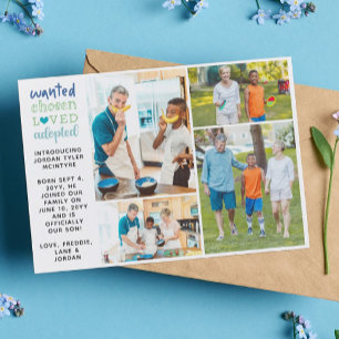 Gewollt ausgewählte, Adoptiert Blue Foto Collage Ankündigung