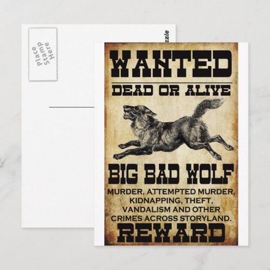 Gewollt: Big Bad Wolf Postkarte (Vorne/Hinten)