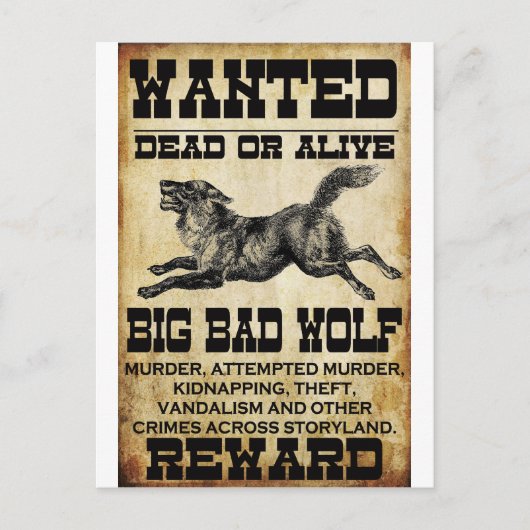 Gewollt: Big Bad Wolf Postkarte (Vorderseite)