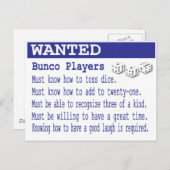 gewollt Bunco-Spieler Postkarte (Vorne/Hinten)