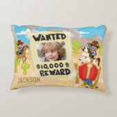 Gewollt Cowboy mit Foto und Name, Kleiner Junge Dekokissen (Rückseite)