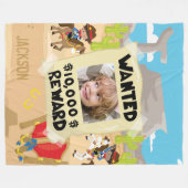 Gewollt Cowboy mit Foto und Name, Kleiner Junge Fleecedecke (Vorderseite (Horizontal))