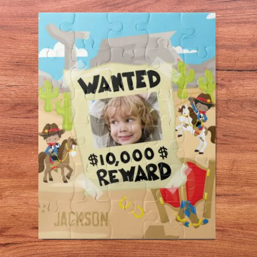 Gewollt Cowboy mit Foto und Name, Kleiner Junge Puzzle